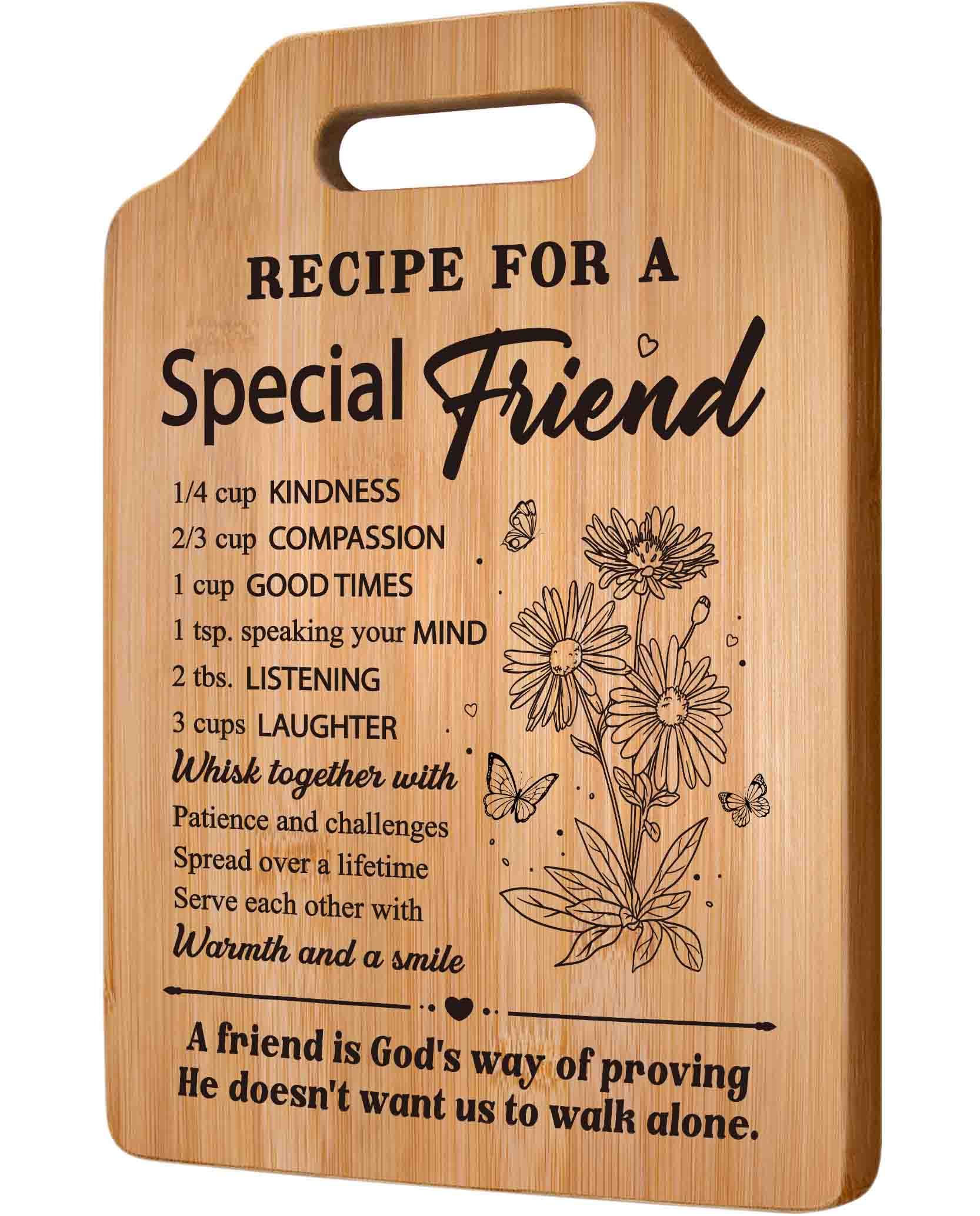 Gleevara Friend Gifts, Best Friend Birthday Gifts for Women - Handmade Bamboo Cutting Board, Friend Christmas Birthday Gifts for Her, Unique Friendship Gifts for Women