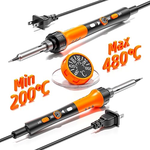 Miniatura 3 de Kit de soldador de hierro de temperatura ajustable de 60W - 9 en 1 con 5 puntas, soporte para alambre de soldadura para soldadura y reparación