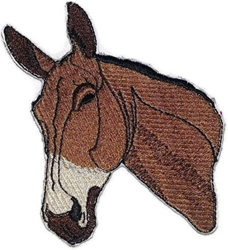 Custom and Unique Horse Face [Mule Face ] Embroidered Iron On/Sew Patch [3.5" x4.5"]Made in USA]