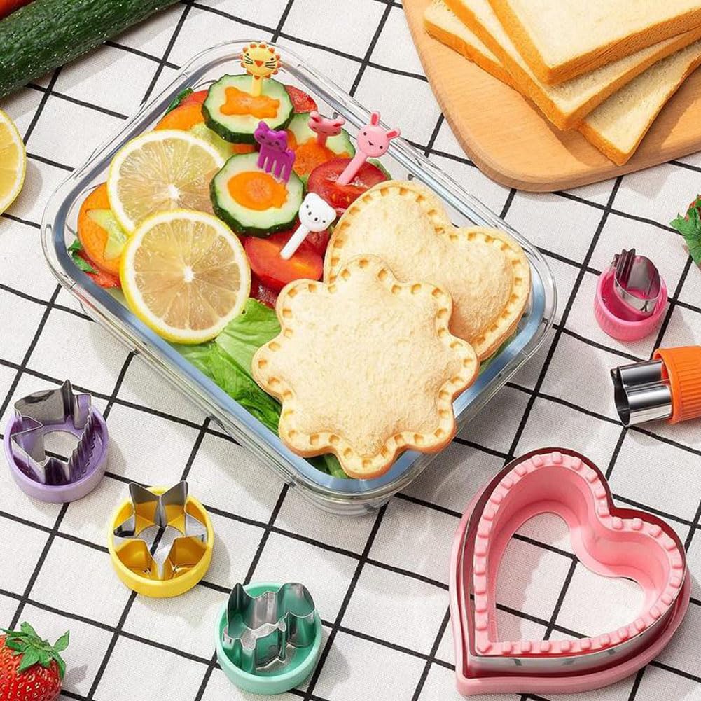 CANDeal Lot De 48 Emporte-pièces Et Scellants Pour Sandwichs, En Acier Inoxydable, Pour Fruits, Légumes, Biscuits, Biscuits, Formes Avec Bâtonnets De Fruits, Moules Incrustables En Forme De Cœur