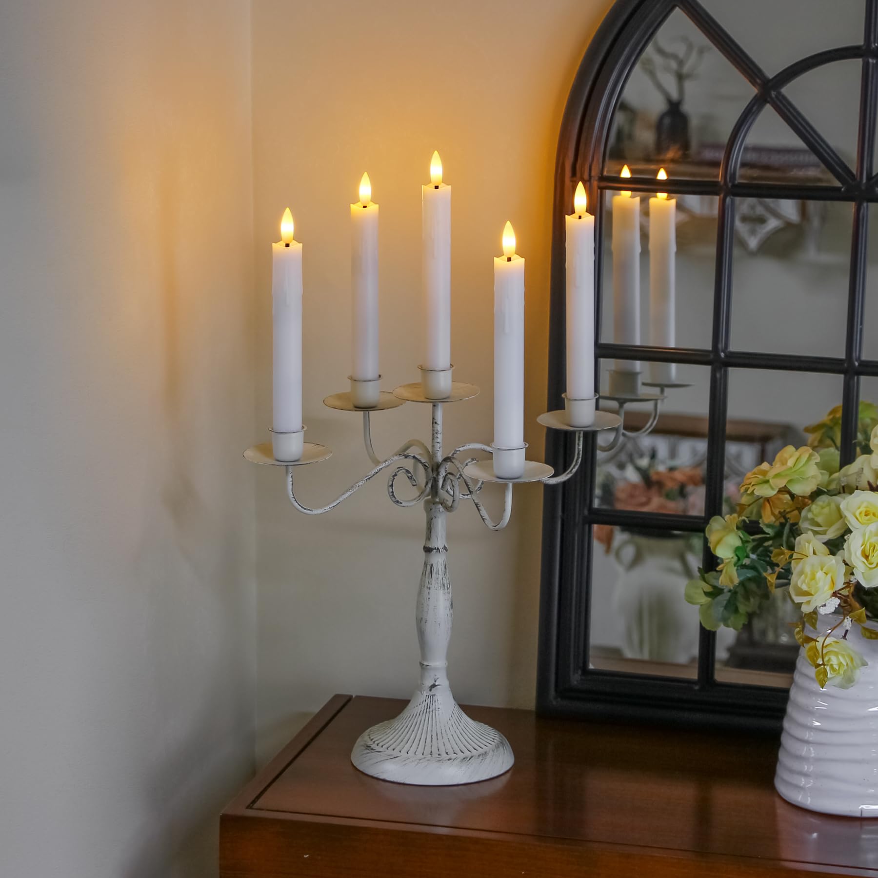 candele tremolanti senza fiamma con due telecomandi, 19CM bianco candele LED a batteria per finestre, set di 8 in plastica senza fiamma effetto cera(2,2 cm di diametro)