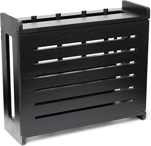 Caja de Almacenamiento de Enrutador WiFi de Madera - Estante Oculto Decorativo Estándar para Módem Montable en Pared con Sistema de Gestión de