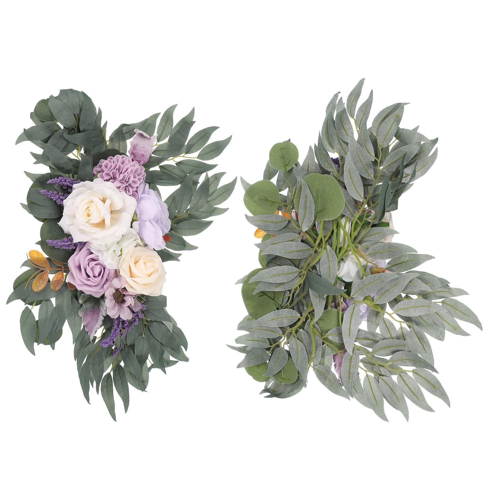 PATIKIL 2 Stück Hochzeitsbogen Blumen mit Blättern Clip Verband Lila | Künstliche Seiden Faux Rosenblumen Girlande Blumen Girlanden Hintergrund, für Party Dekoration