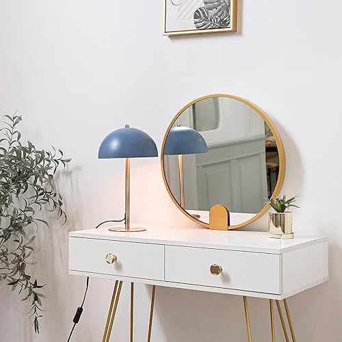 Miniatura 6 de GLOBE Electric 52942 - Lámpara de escritorio azul de 15 pulgadas con detalles de latón, interruptor basculante de encendido/apagado en línea, ideal