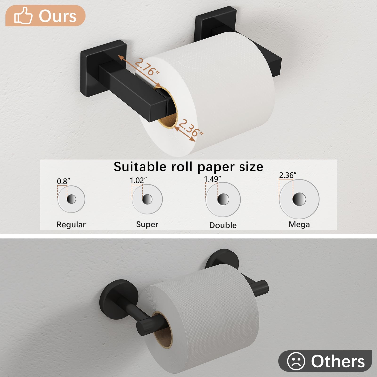 FEILERN Toilet Paper Holder Matte Black, Wall Mounted Pivoting for Bathroom — Amazon image 8