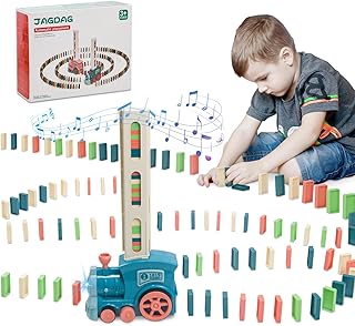 Domino Train Toy 157PCS Domino Blocks, Automatic Domino Laying Electric Train with Sound, Kids Building and Stacking Train Dominoes Game Toys for 3-12 Years Old Boys and Girls
