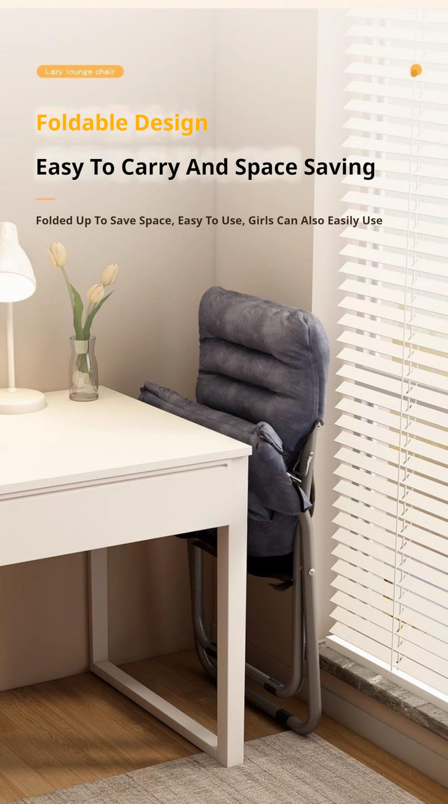 Sillón plegable con altura de asiento ajustable y grandes bolsillos de almacenamiento, silla moderna para sala de estar, cómoda silla de salón para dormitorio, oficina, balcón (rojo, paquete 3