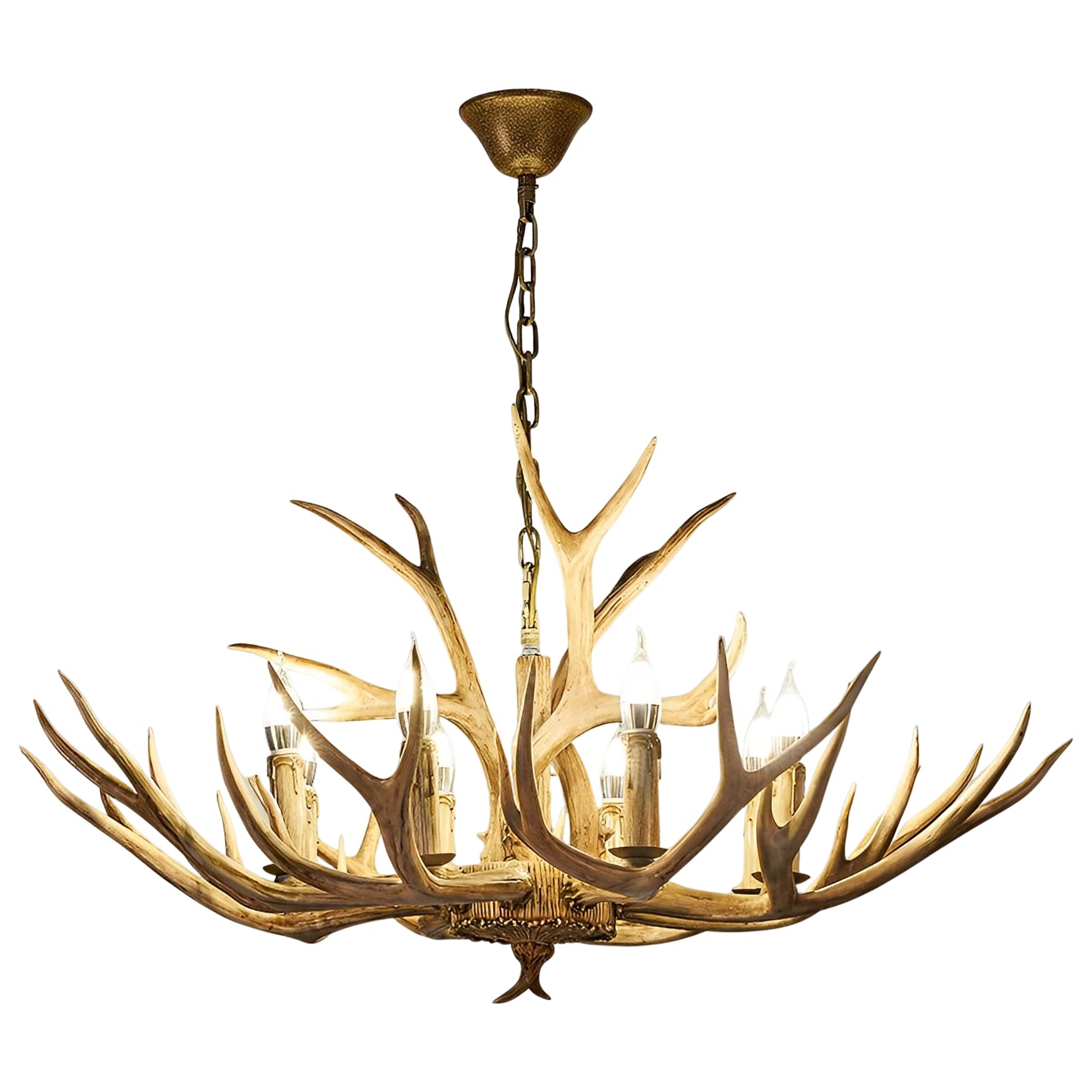 FYZDLAOR Deer Antler Chandelier Rustic Farmhouse Deer Horn Pendant Lights Resin Faux Antler Hanging Chandelier for Living Dining Room Foyer Ceiling Lighting Fixture