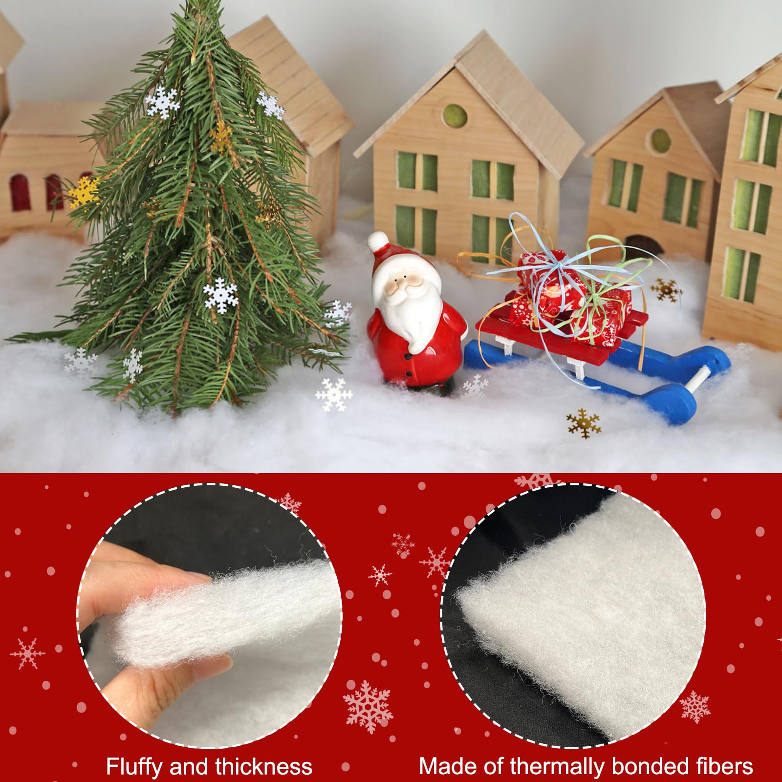 Pextian 2pcs Fake Snow Blanket, Snow Blanket for Christmas Village, Christmas Snow Blanket Roll, Artificial Snow Blanket for Xmas Decor(15.7In x 4.9Ft)