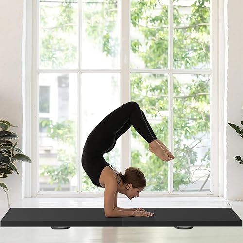 Miniatura 90 de Colchoneta de gimnasia portátil plegable de 4 x 8/2 x 6 pies, tapete de ejercicio de piel sintética con asas de transporte para entrenamiento