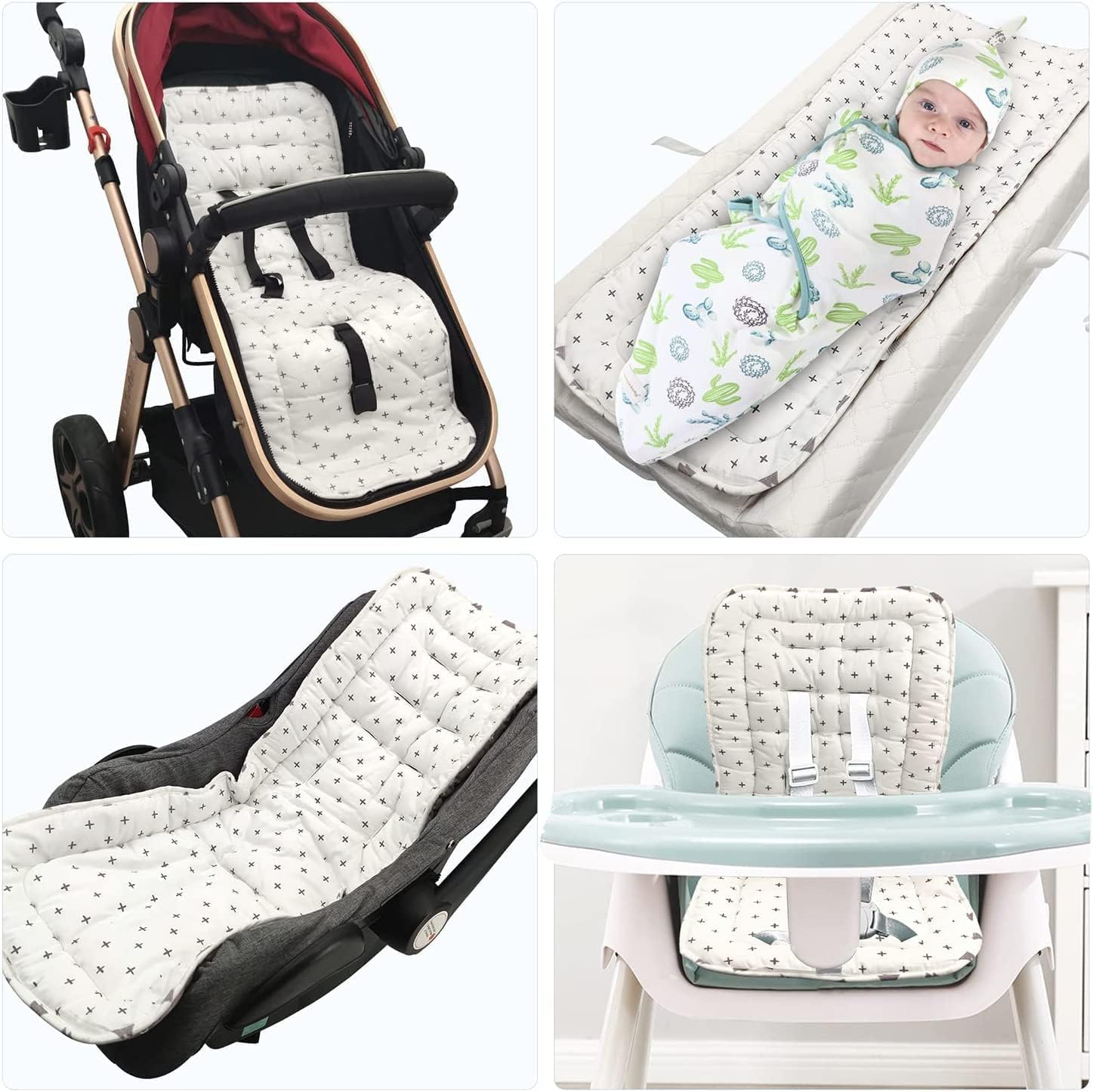 AIPILEI Kinderwagen-Sitzeinlage - Atmungsaktive Baumwolle 73x35cm Universal