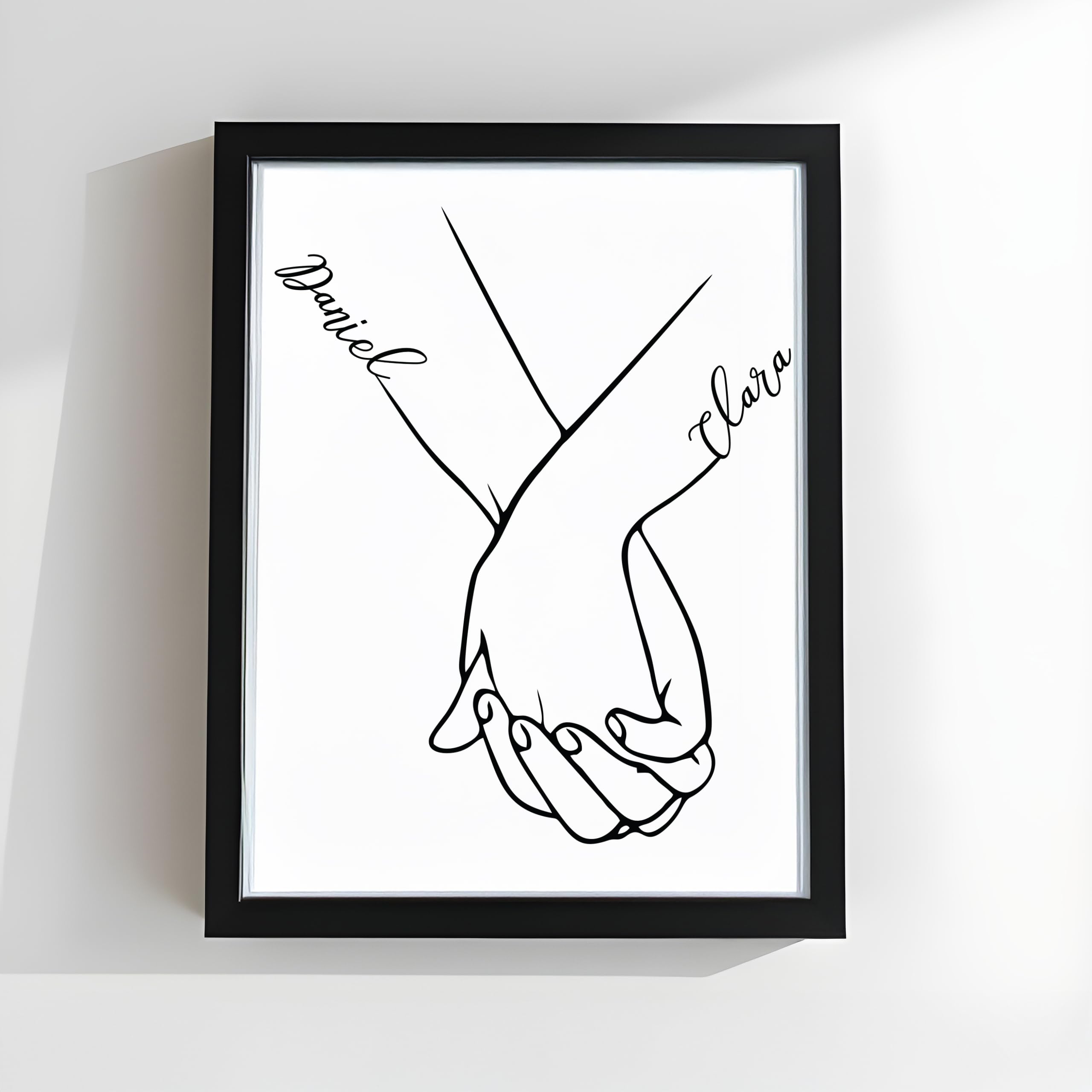 Star Online Couple's Hand Personalised Couple Name Hands Print Valentine’s Gift For Him & Her, Engagement Present, Romantic Wall Art Keepsake For Boyfriend, Girlfriend (Couple's Hand)