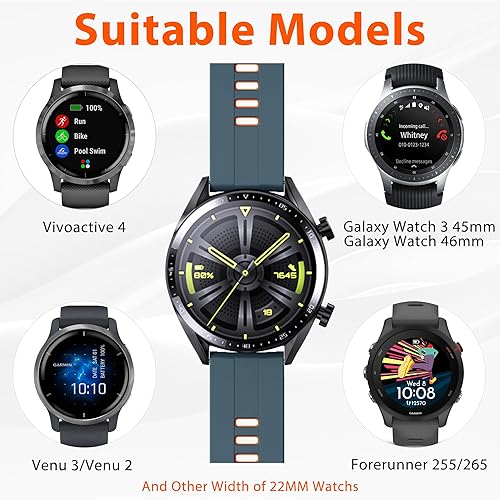 Miniatura 16 de ANCOOL Correa de reloj Garmin Venu 3/Venu 2/Forerunner 265 Band/Vivoactive 4 Band 0.866 in Silicona Watch Band para Forerunner 255