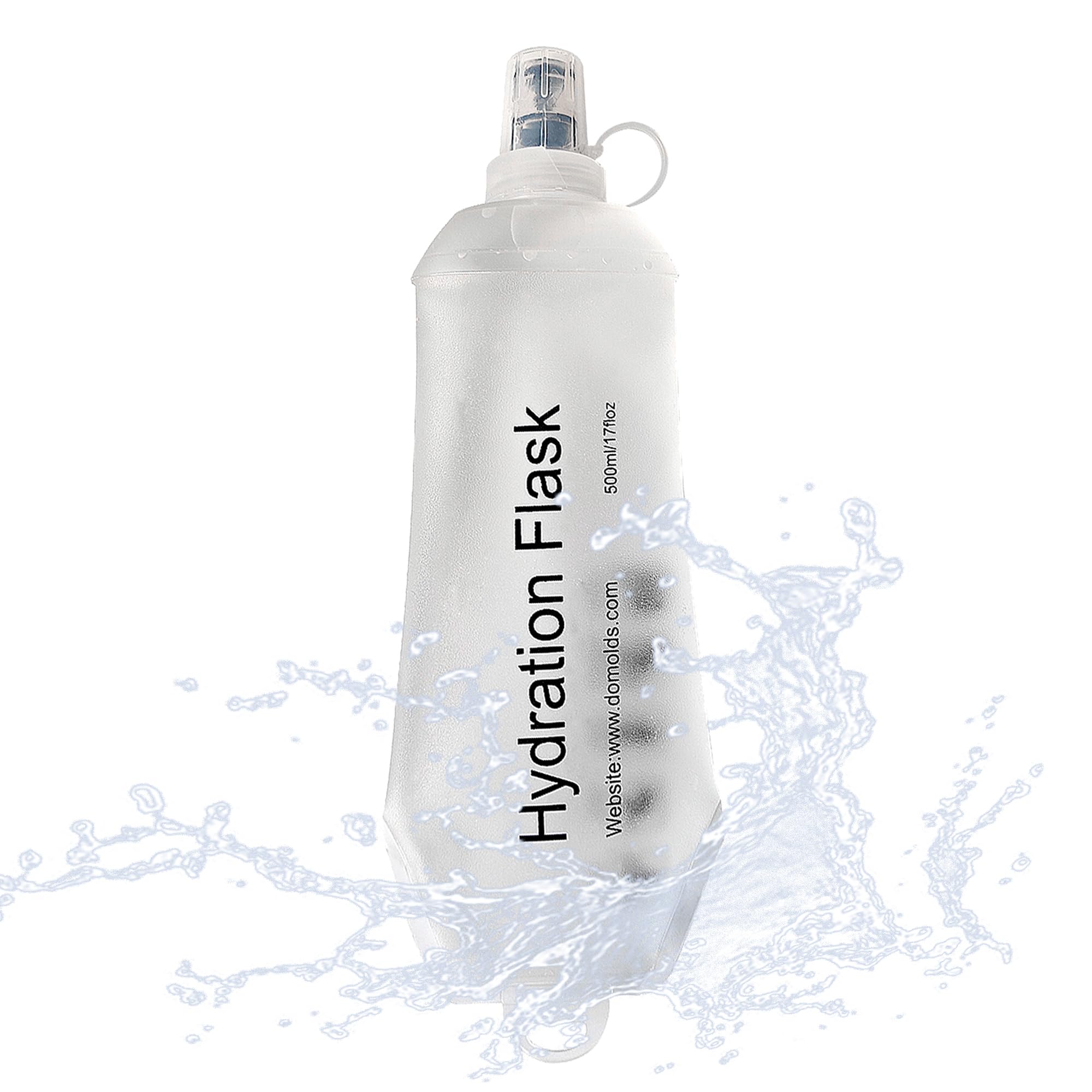 J.CARP 500ml Soft Flask Running Water Bottles, TPU Foldable Running Hydration Flask for Hydration Pack Cycling Hiking Climbing Outdoors Motorbike White