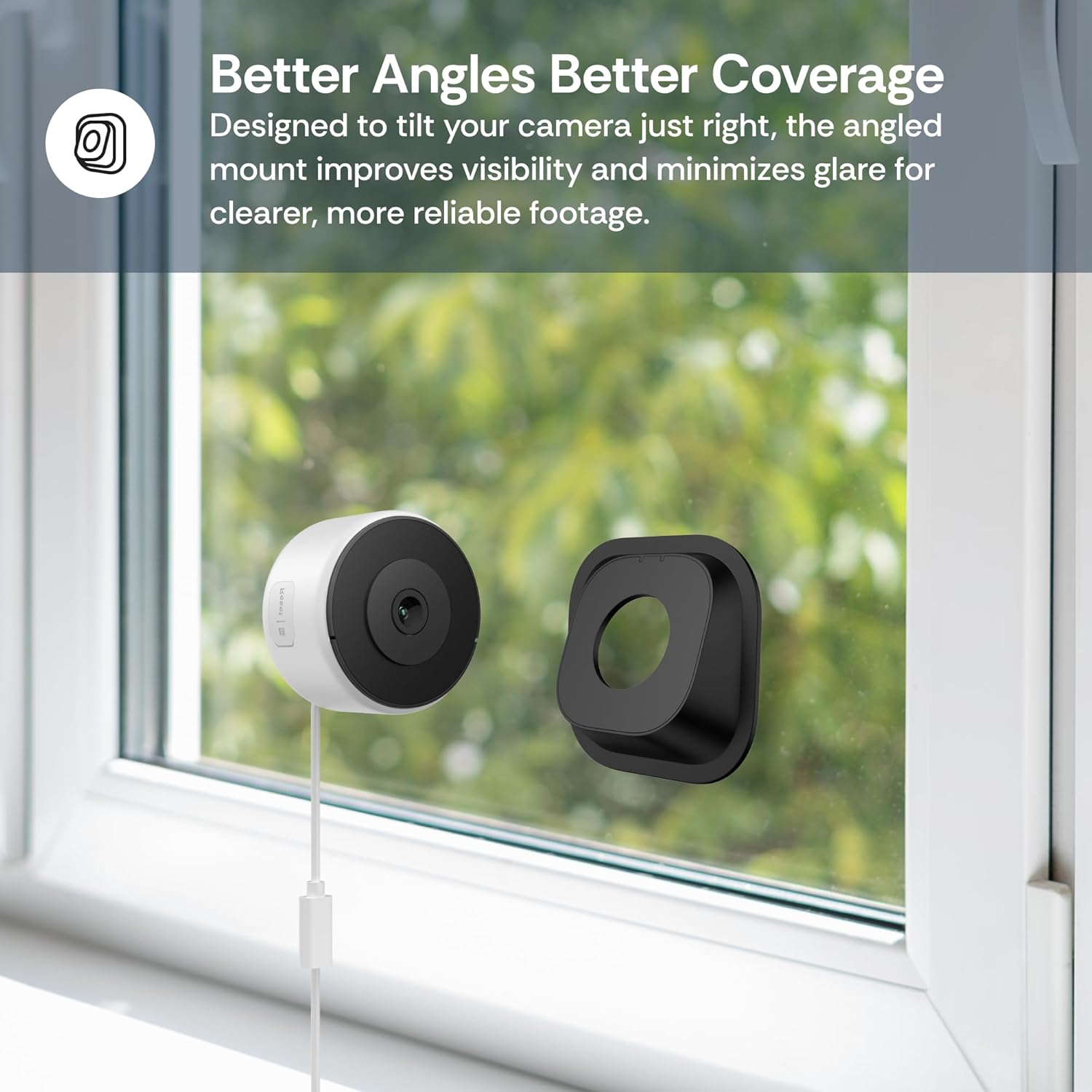 Luna 3MP 2K Window Camera, 2.4GHz & 5GHz WiFi6 Indoor Cameras for Home Security Outdoor, Smart AI Descriptive Motion Alert, Color Night Vision, Stick-On Glass-Angled Mount Wired, Easy & Quick Install