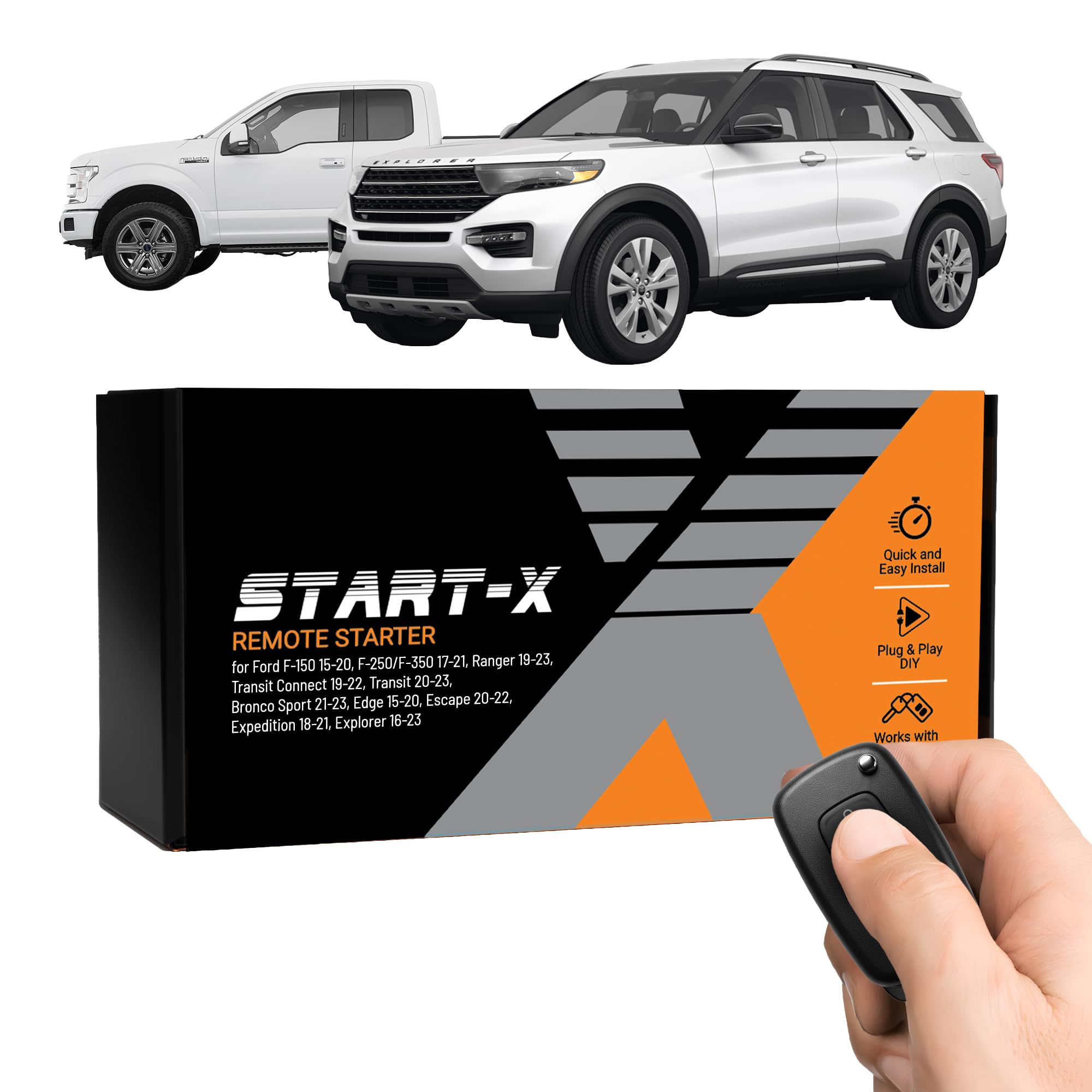 Remote Starter Kit for Select Ford F-150/F-250/F-350, Ranger, Transit, Transit Connect, Bronco Sport, Edge, Escape, Expedition & Explorer | Push-to-Start & Key Ignition | Plug N Play Install