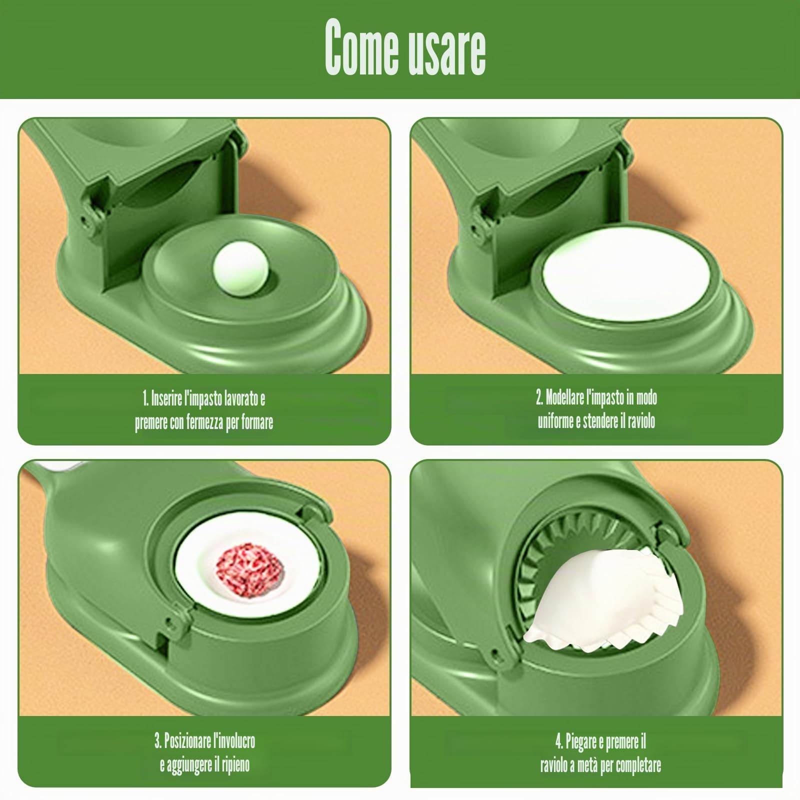 Dumpling Maker, formina per pasta, 2 in 1, Gyoza Maker, formine per ravioli manuali, per cucina Dumpling, ravioli, fare