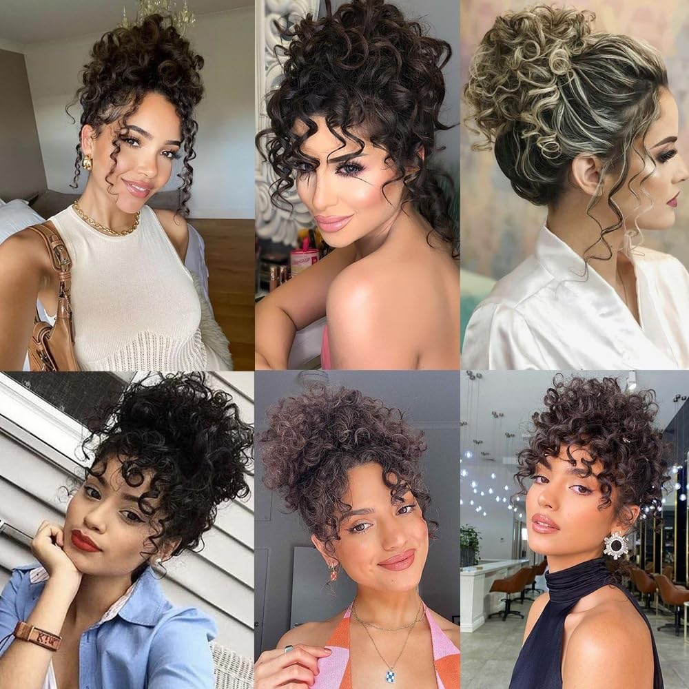 Panino per capelli disordinato Chignon grande con coulisse elastica for capelli ricci, chignon sintetico spettinato, for uso quotidiano alle feste. Parrucchino a coda di cavallo per l'uso quotidiano(1
