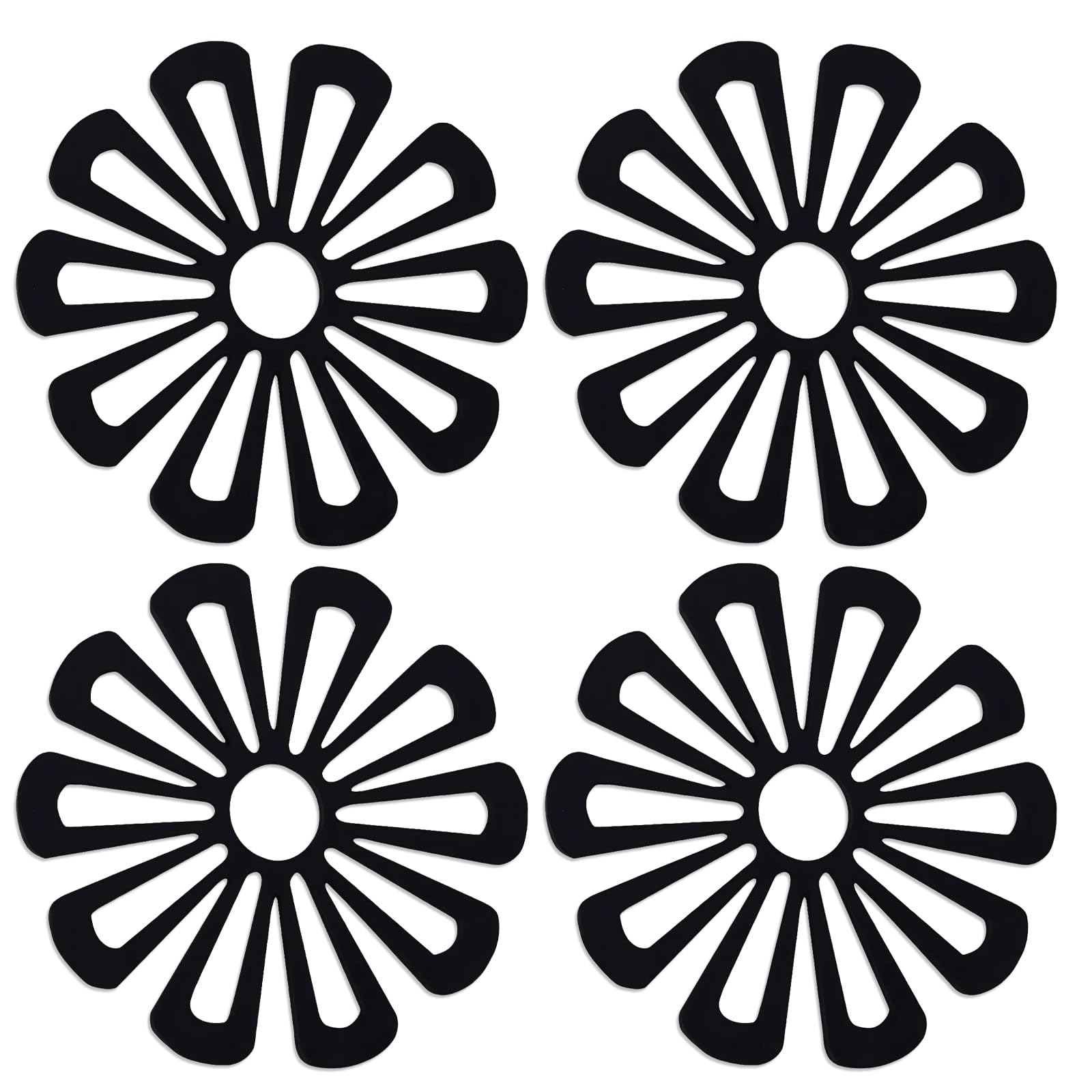 4 Pcs Silicone Trivets for Hot Pans, 15.8cm Heat Resistant Non Slip Pot Mats, Heatproof Hot Pan Mats for Kitchen Worktop, Dining Table, Bowl, Plate & Teapot Stand