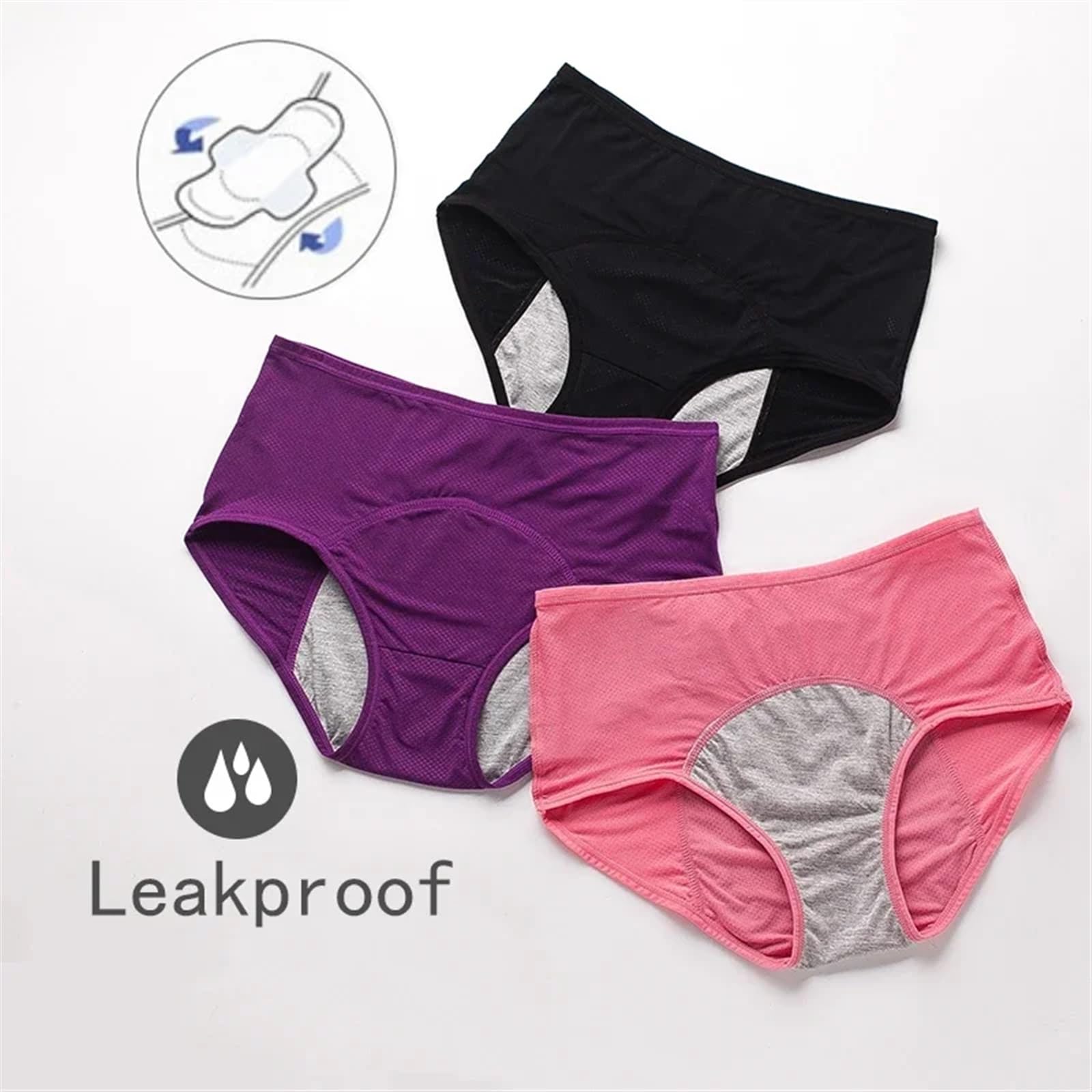 Bragas Braguitas Tangas 3 piezas/set de bragas menstruales a prueba de fugas, pantalones fisiológicos, ropa interior for mujer, bragas impermeables de algodón for el período, lencería femenina de tall