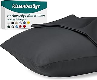 Kissenbezug 50x80 – Mikrofaser Oeko-TEX Zertifiziert – Anthrazit – 2er Set Kopfkissenbezug für Kissen 50 x 80 Weich & Atmungsaktiv – Kissenbezüge Hypoallergen Waschbar mit Verdecktem Reißverschluss