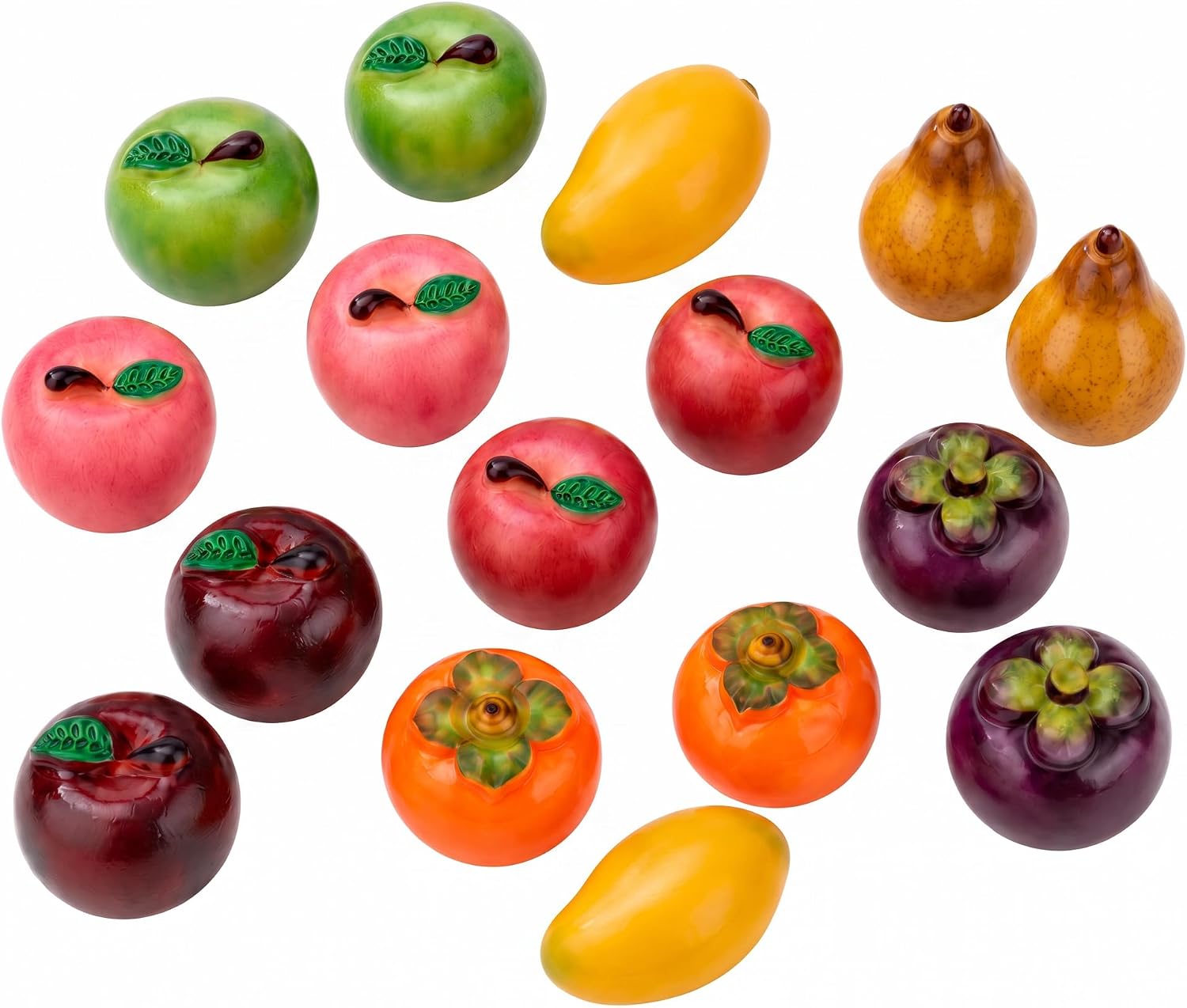 16Pcs Mini Resin Fruit Decor Realistic Mixed Fake Fruits Ornament
