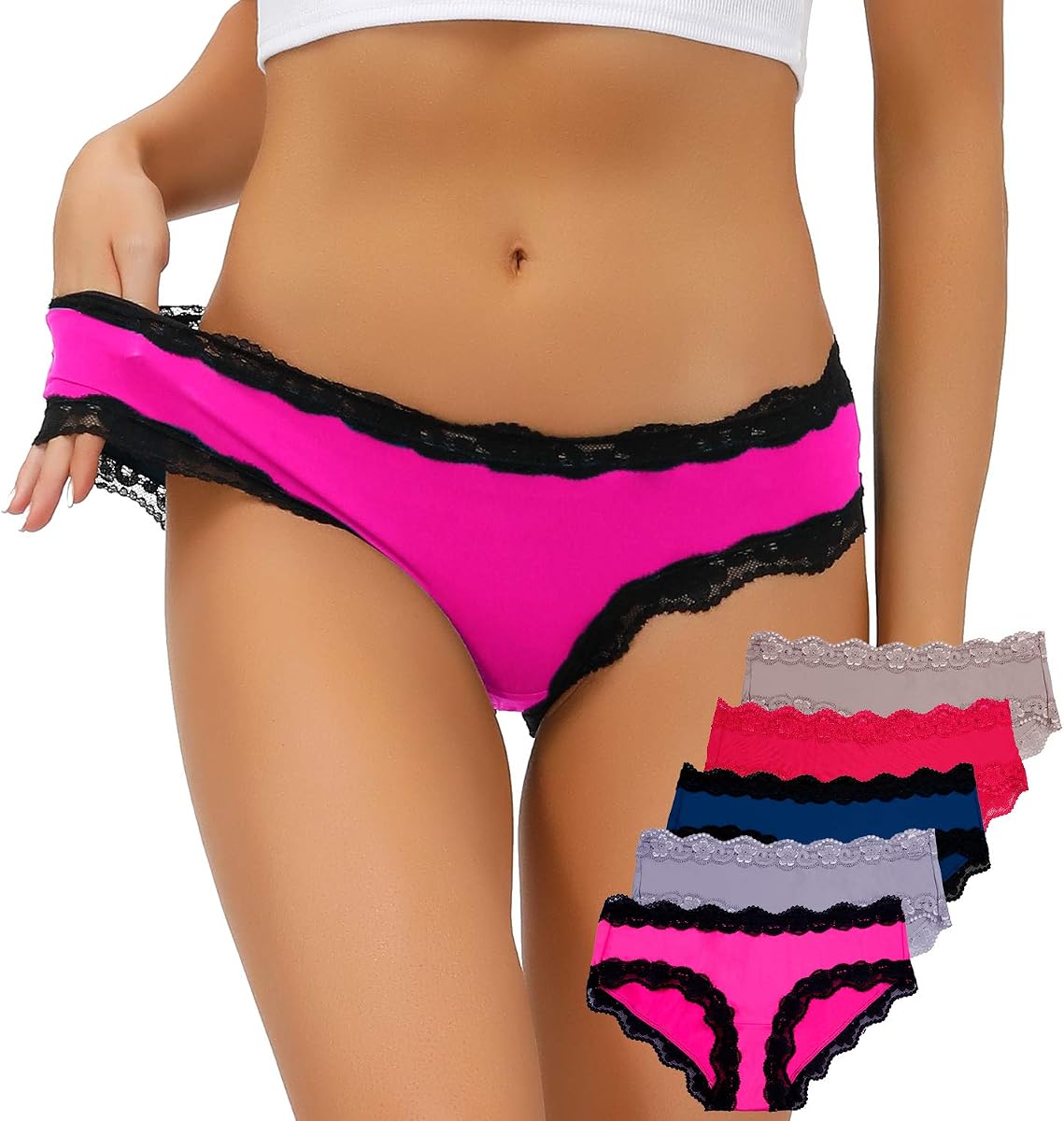 ADOVAKKER Women's Underwear Nylon Silky Lady Cheeky Hipster Panties 5 Pack | Soft Nylon Spandex,Lightweight,Breathable,Medium Coverage,No VPL Under Tight Outfits,Daily & Formal Occasions