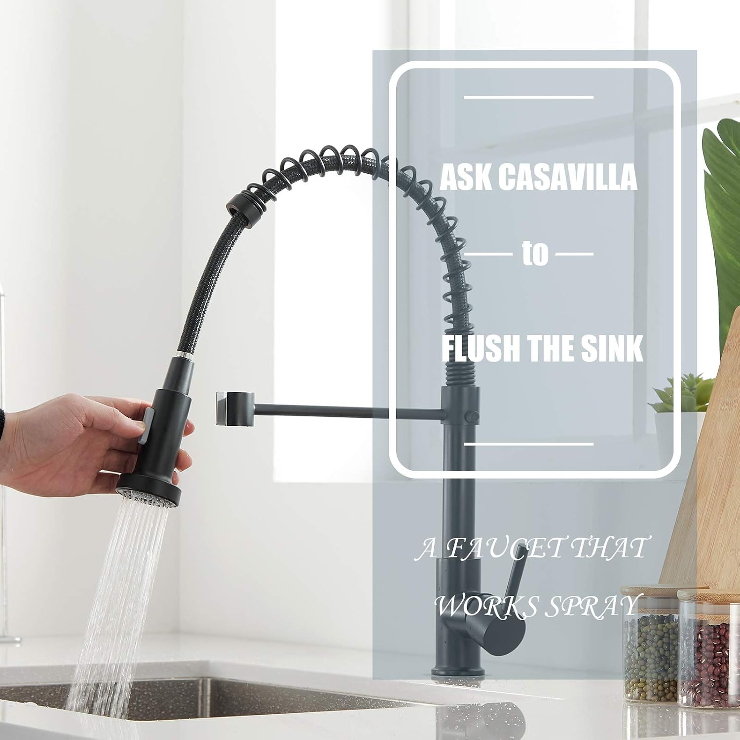 Kitchen Faucet, Black Kitchen Sink Faucets with Pull Down Sprayer, Single Handle Stainless Steel Faucets for Kitchen Sinks, Dual Function Spray Head, Farmhouse Kitchen Faucets