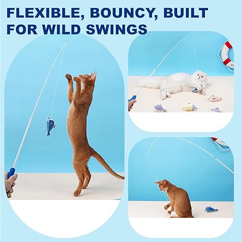 Miniatura 4 de Juguetes interactivos para gatos, juguete retráctil, simula el movimiento de los peces, 3 piezas con hierba gatera natural recargable