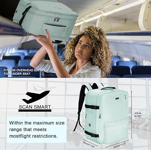 Miniatura 5 de Mochila para portátil de 17 pulgadas, compatible con la TSA, puerto de carga USB, impermeable, adecuada tanto para hombres como para mujeres, Azul,
