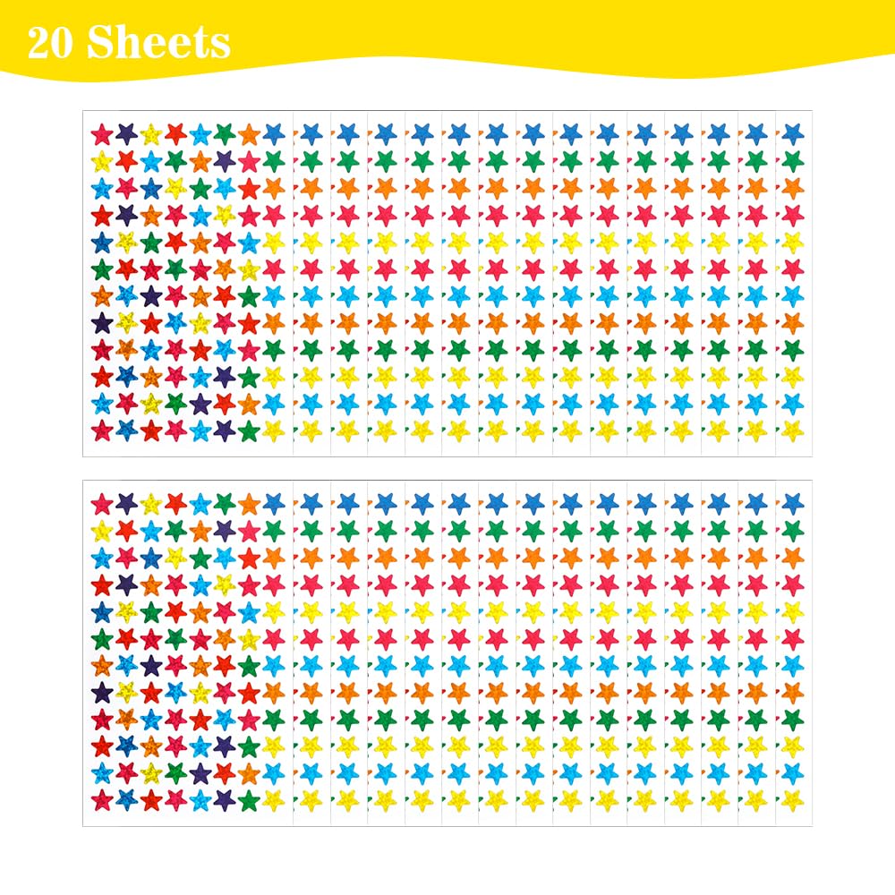 Snapklik.com : 1440 PCS Rainbow Star Stickers, Holographic Foil ...