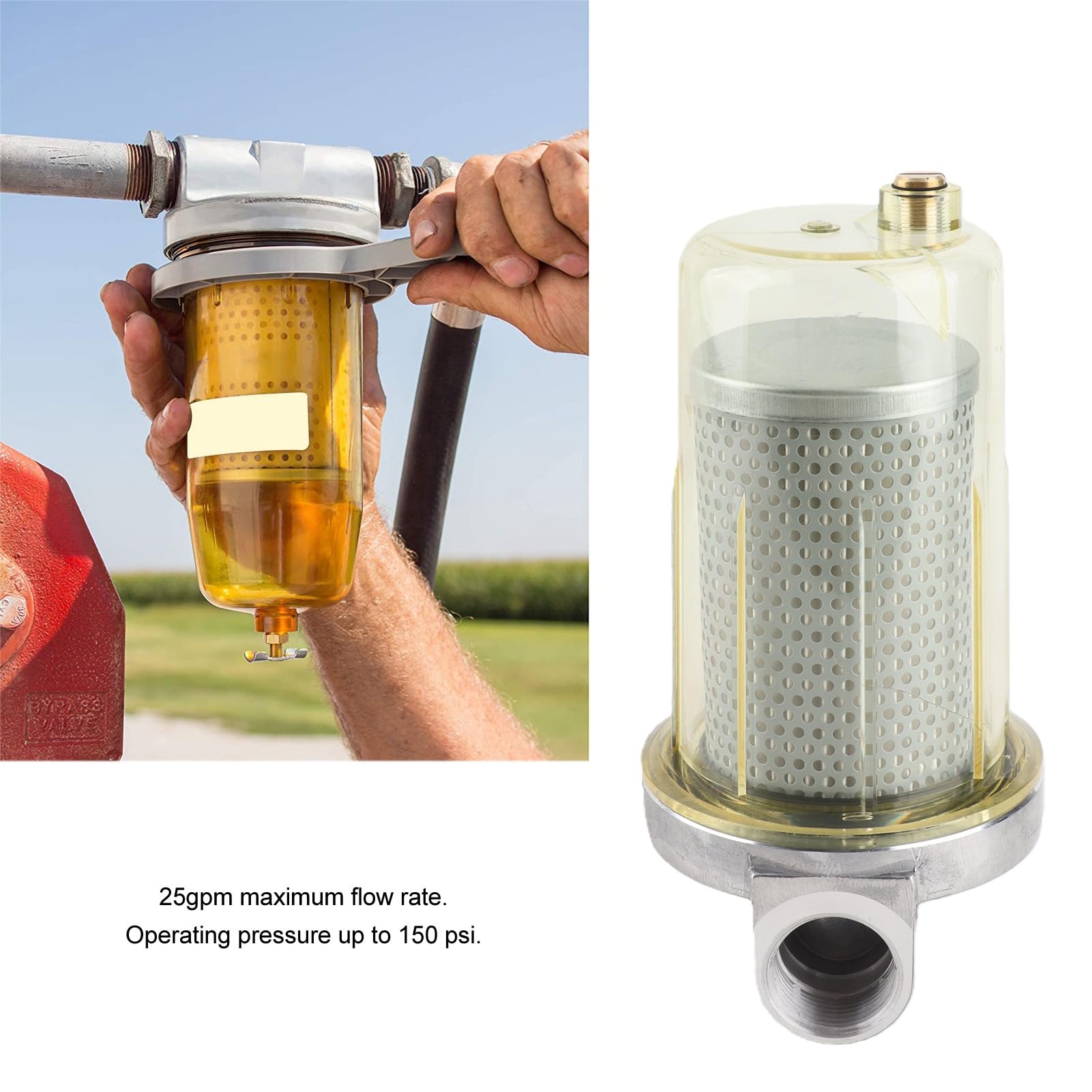 Filtro Combustible para Tanque Compatible Gasolina Aceite Biodiesel 20% Aditivos Plástico ABS Transparente 3 3cm