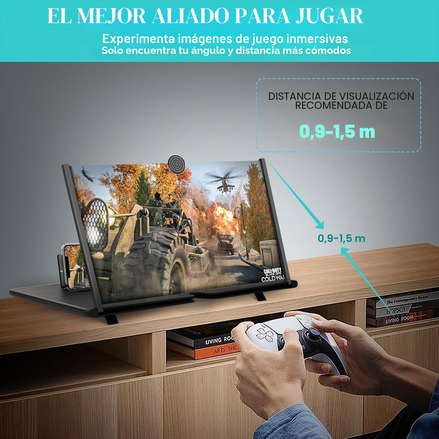 Amplificador Pantalla móvil,16 Pulgadas HD Pantalla Aumento movil, para Todos los Smartphones, antiluz Azul, Lupa Pantalla movil 3D para Ver vídeos de películas