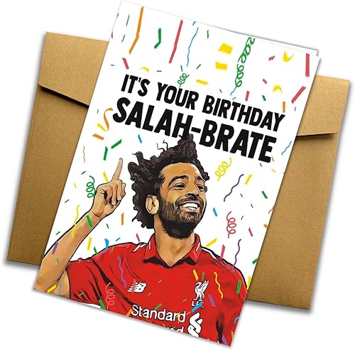 Miniatura 7 de Salah-brate Mohamed Salah - Tarjeta de cumpleaños para él y ella, divertida tarjeta de cumpleaños