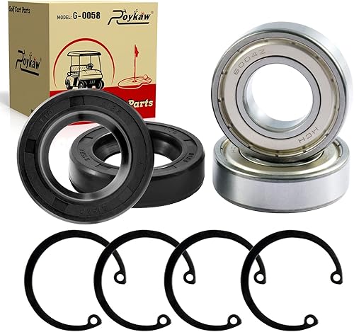 Roykaw Kit de rodamiento y sello de eje trasero para carrito de golf eléctrico EZGO TXTRXVMedalistMarathon, reemplaza al OEM # 611931, 70181G01,