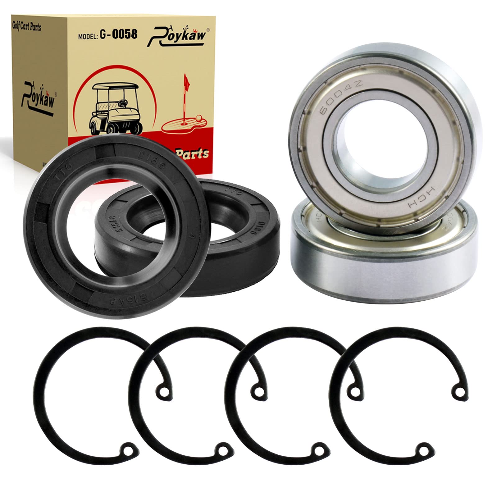Roykaw Golf Cart Rear Axle Bearing & Seal Kit for EZGO TXT/RXV/Medalist/Marathon Electric Golf Cart, Replaces OEM # 611931, 70181G01, 15112G1, 15114G1, 620343, 620343