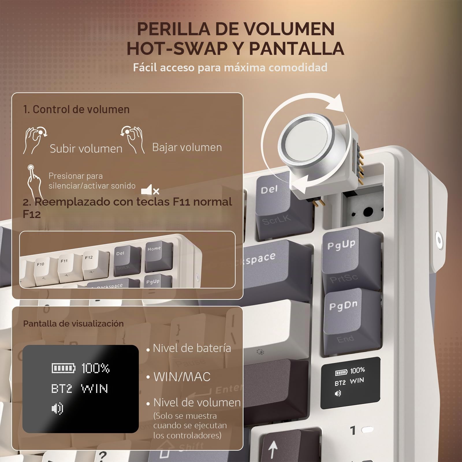 RK ROYAL KLUDGE L98 Teclado mecánico inalámbrico con diseño de paja southpaw para zurdos, botón intercambiable en caliente, teclado trimodo 95% BT/2.4G/USB-C, Pro software, montaje Gasket, batería