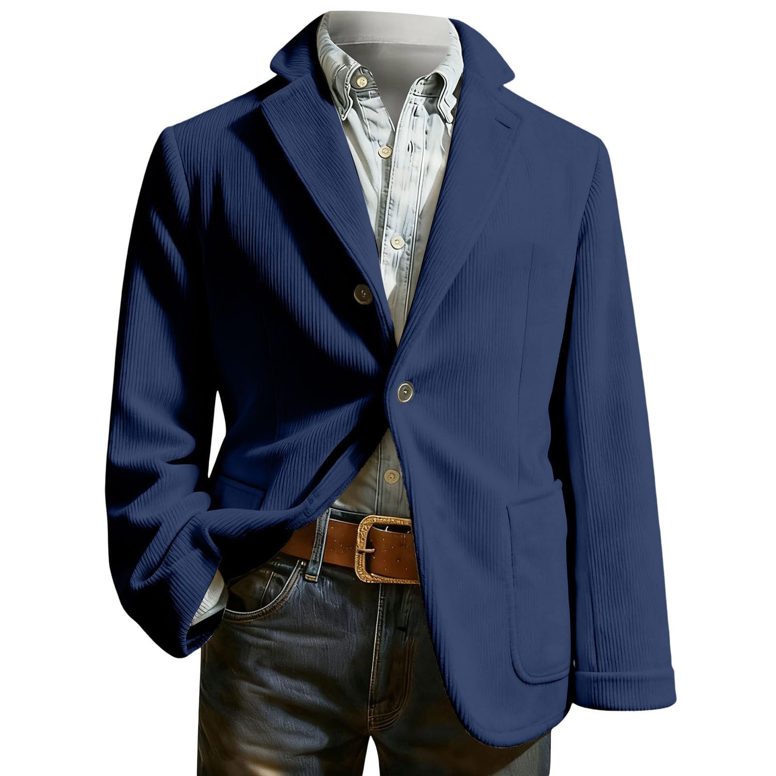 Blazer Uomo Elegante, Giacca Uomo in Velluto a Coste per Lavoro e Occasioni Formali con Design a a Punta e a Lancia