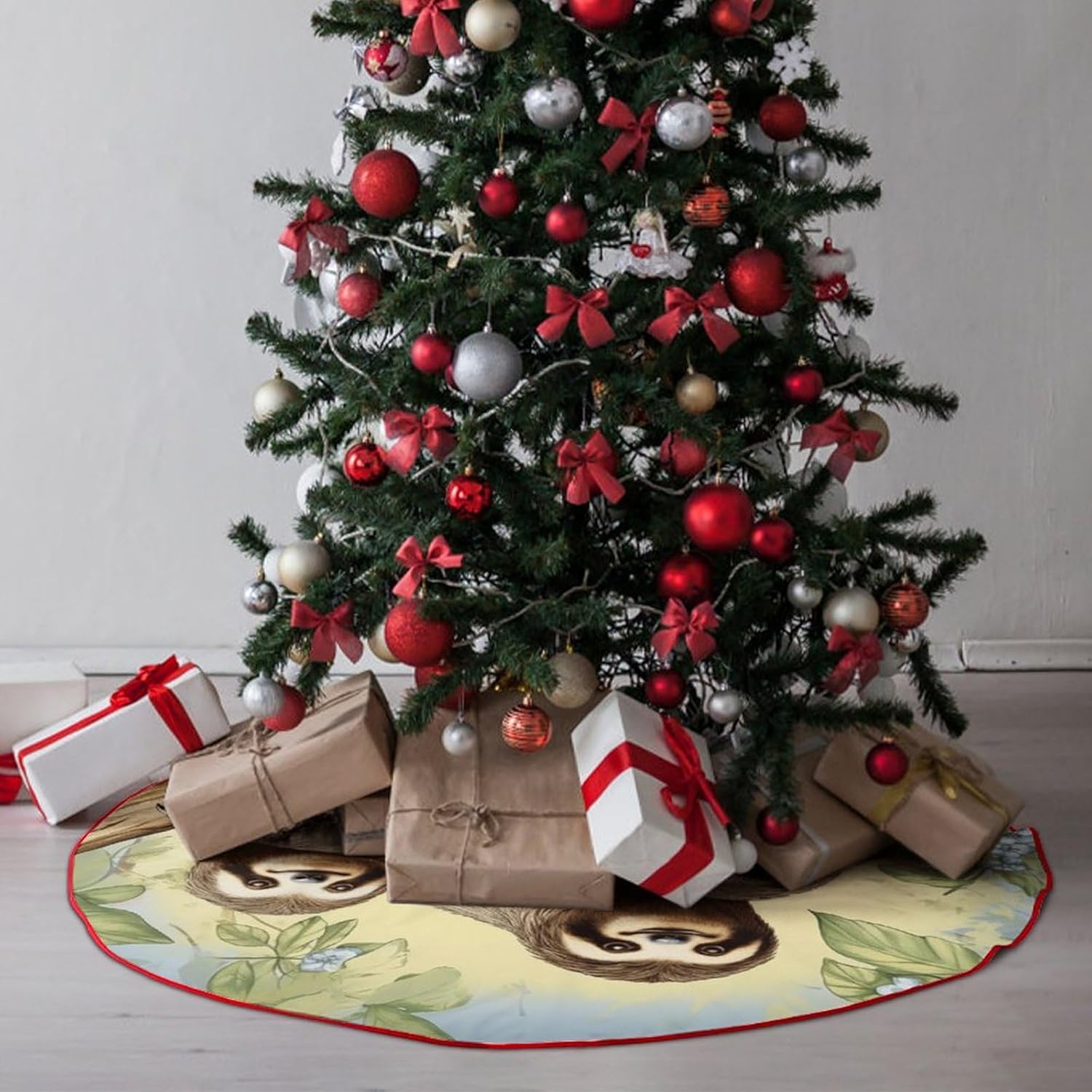 Christmas Tree SkirtSloth Familyclassic Fashion Tree Skirt Painted Multifunctional Christmas Tree Skirt