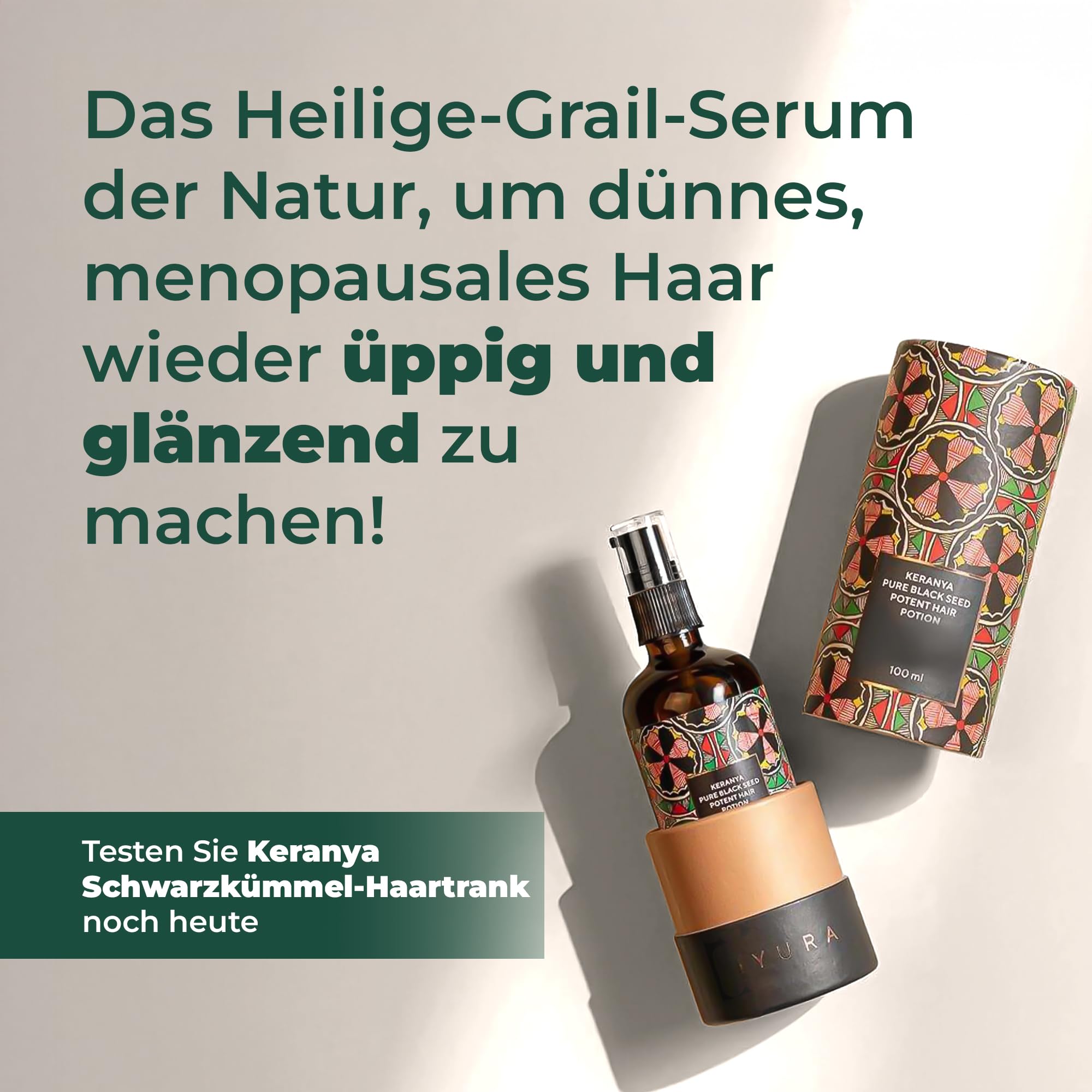 iYURA Keranya Pure Black Seed Potent Hair Potion Hair Oil | Ayurvedische Volumenisierung & Stärkung Haarkur für feines, dünner werdendes Haar | Mit Kalonji, Bhringraj & Kokosnuss | silikonfrei | 100
