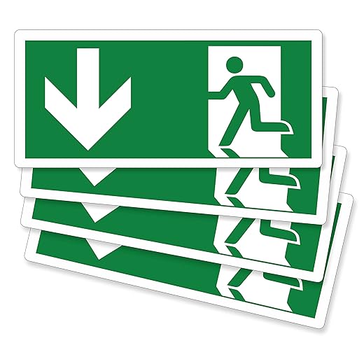4 Stück Notausgang Aufkleber für Innen und Außen