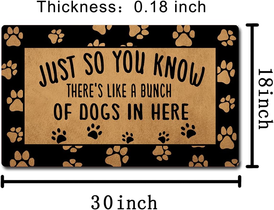 Hello Doormat Just So You Know There's Like A Bunch of Dogs in Here Colorful Print Top with Anti-Slip Rubber Back Doormat Prank Gift Door Mat for The Entrance Way 29.5"(W) X 17.7"(L) image 2