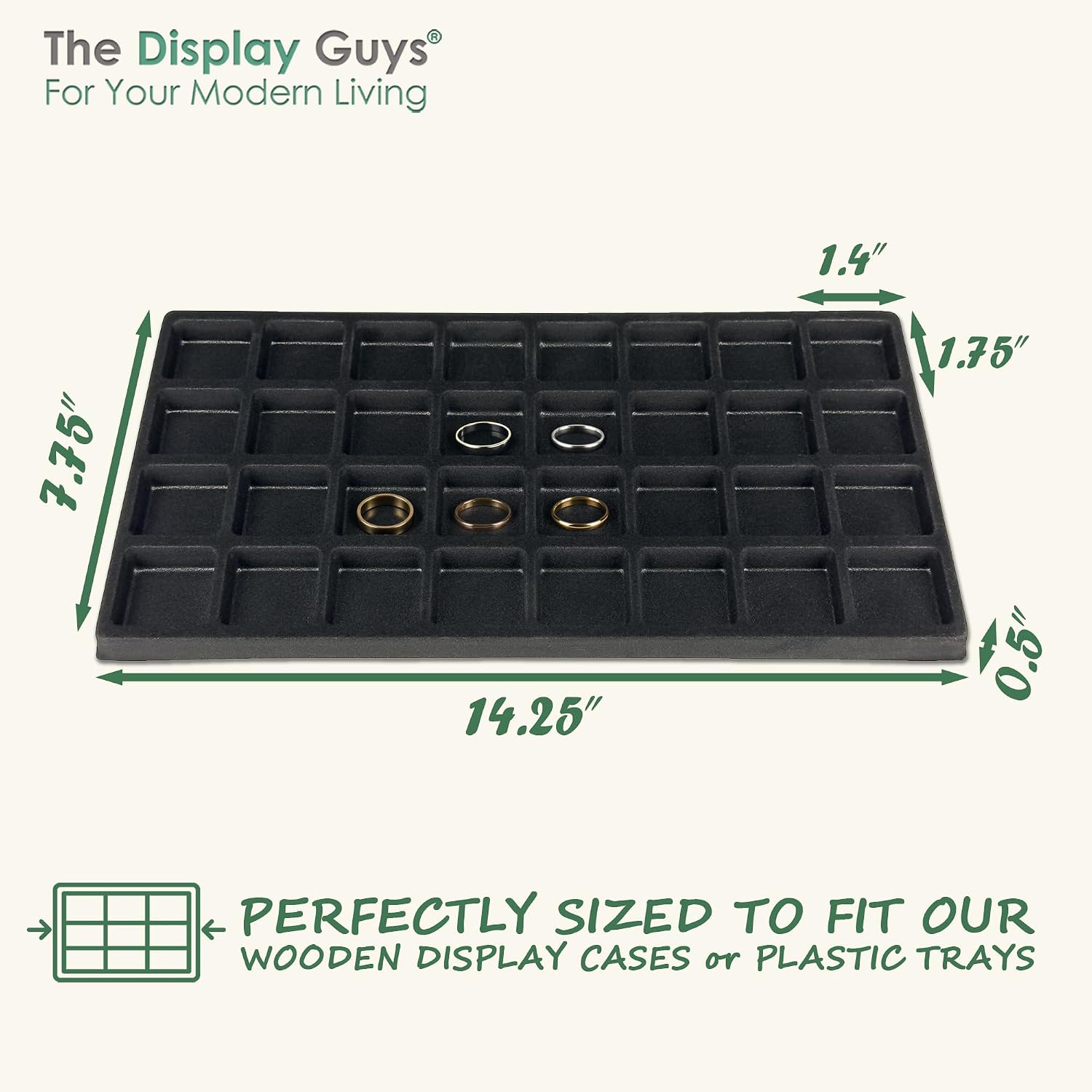 The Display Guys 2-Pack 32-Compartment Jewelry Tray Insert, Black image 2