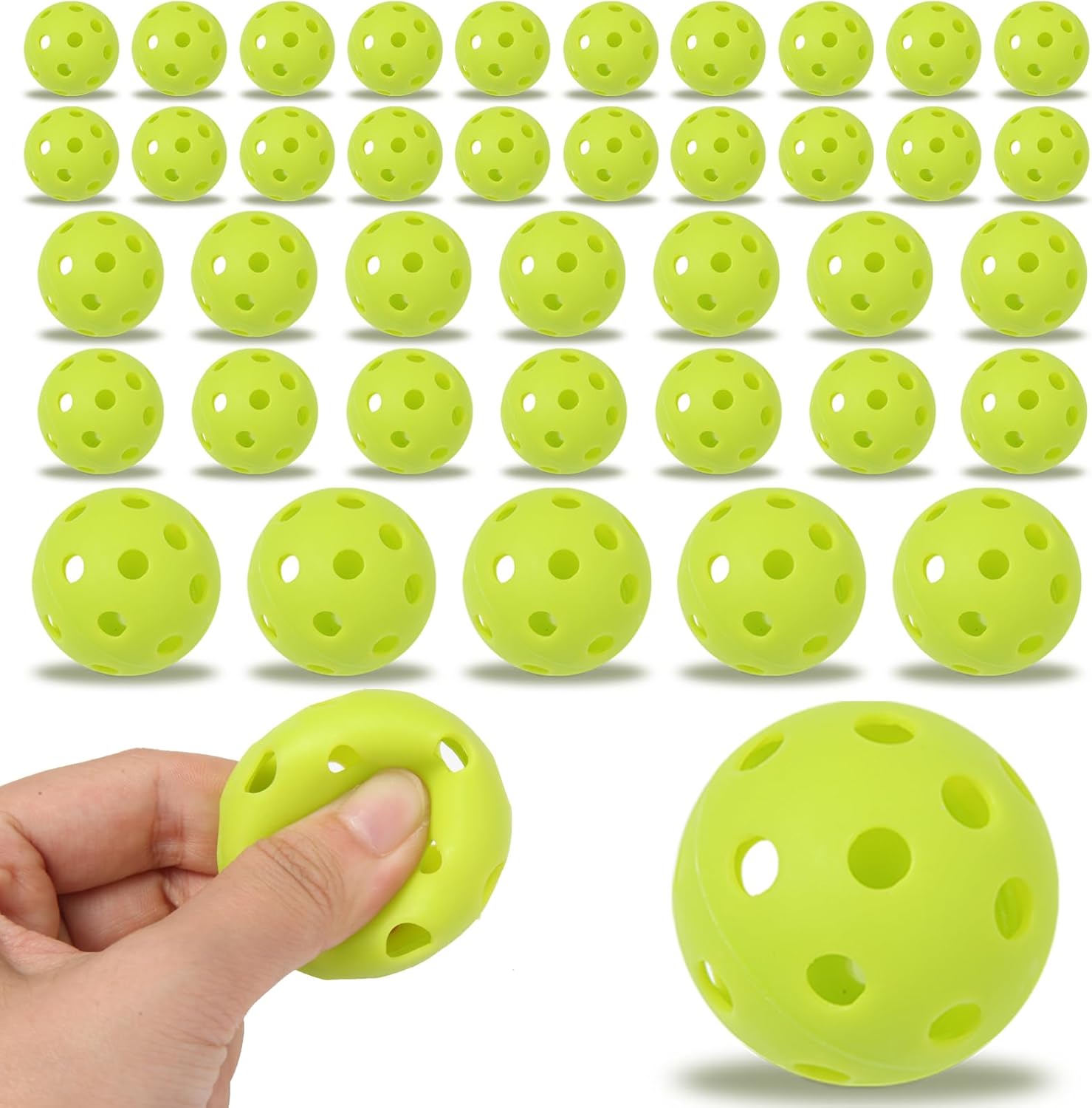 Avesfer 6/20/40 PCS Mini Pickleballs (Diameter 42mm) Soft Eva Anti-Crack Hollow Quiet Training Pickle Balls Great for Pickleball Drills Green
