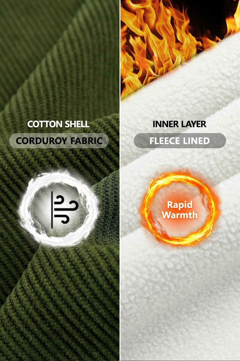 GINGTTO Mens Corduroy Jacket Fleece Lined Trucker Sherpa Winter Coat - Image 4