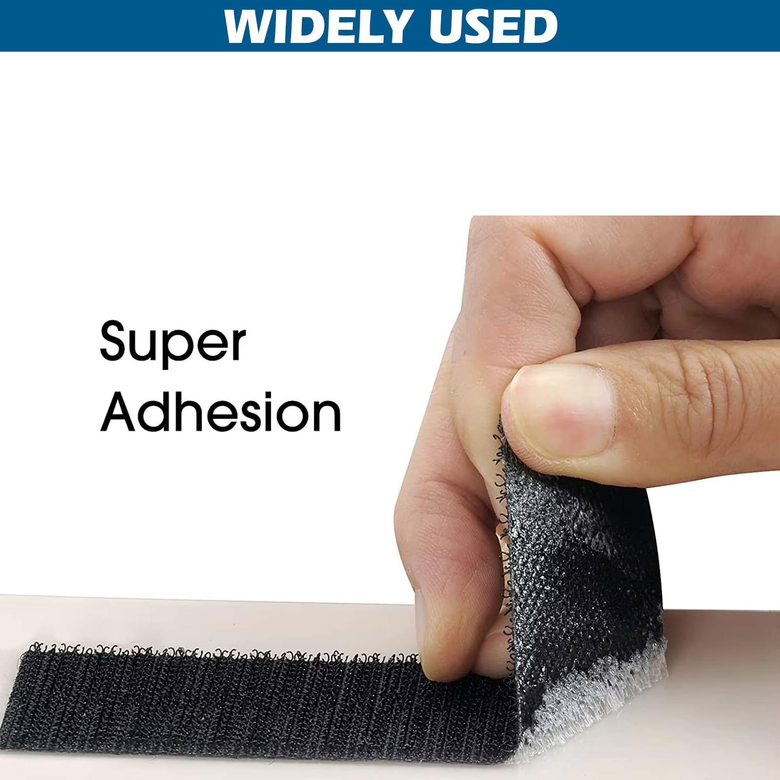 Nastro biadesivo con gancio e anello, 50 mm x 25 m, extra forte, resistente, per appendere quadri, tende, decorazioni per casa e ufficio, garage (nero)