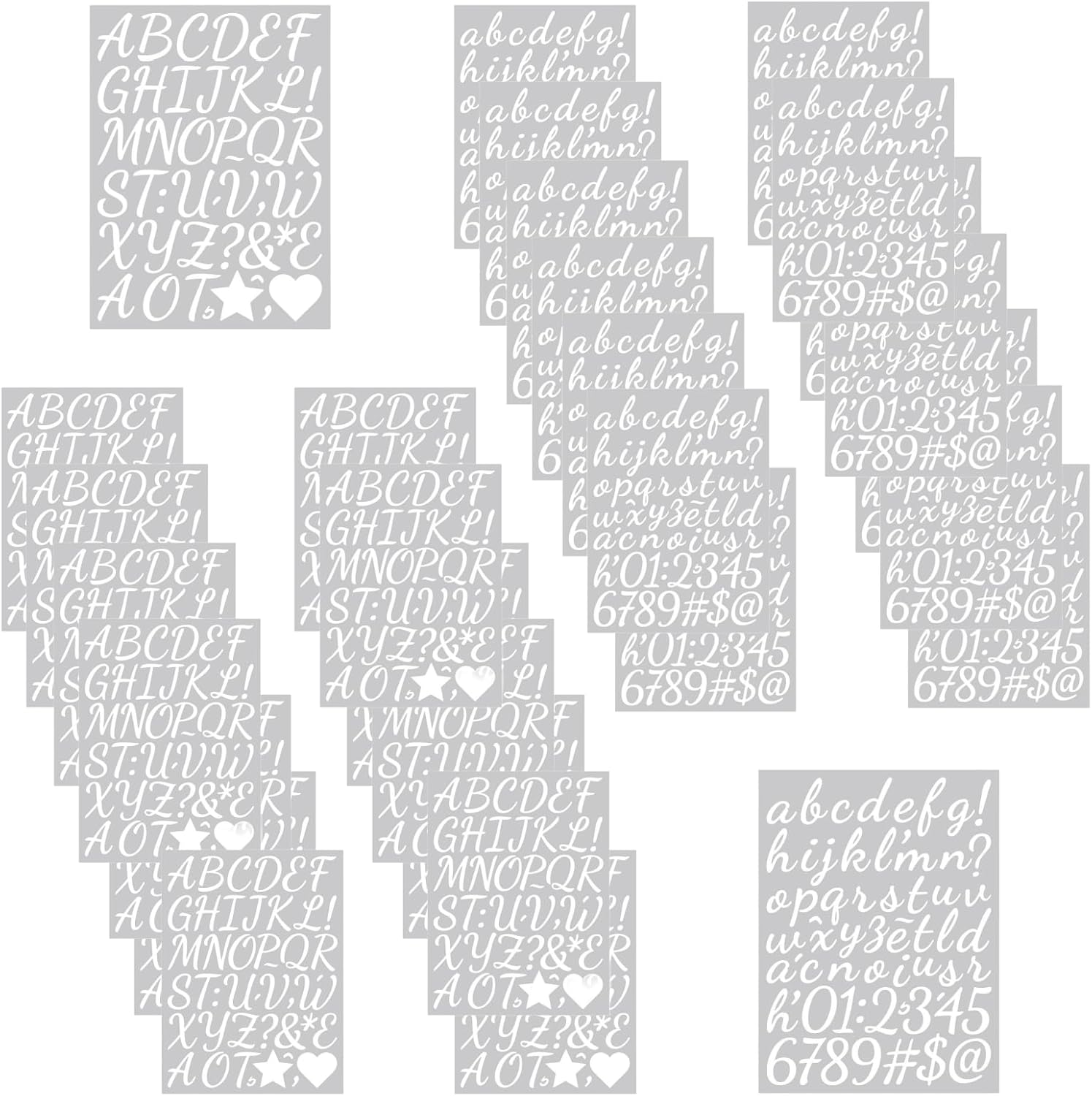 1600Pcs 30 Sheets Small Letter Number Stickers, 1inch Self-Adhesive Vinyl Waterproof Mailbox Number Stickers,Windows, Doors, Signs, Address Numbers, Enterprise (White（Cursive Script）)