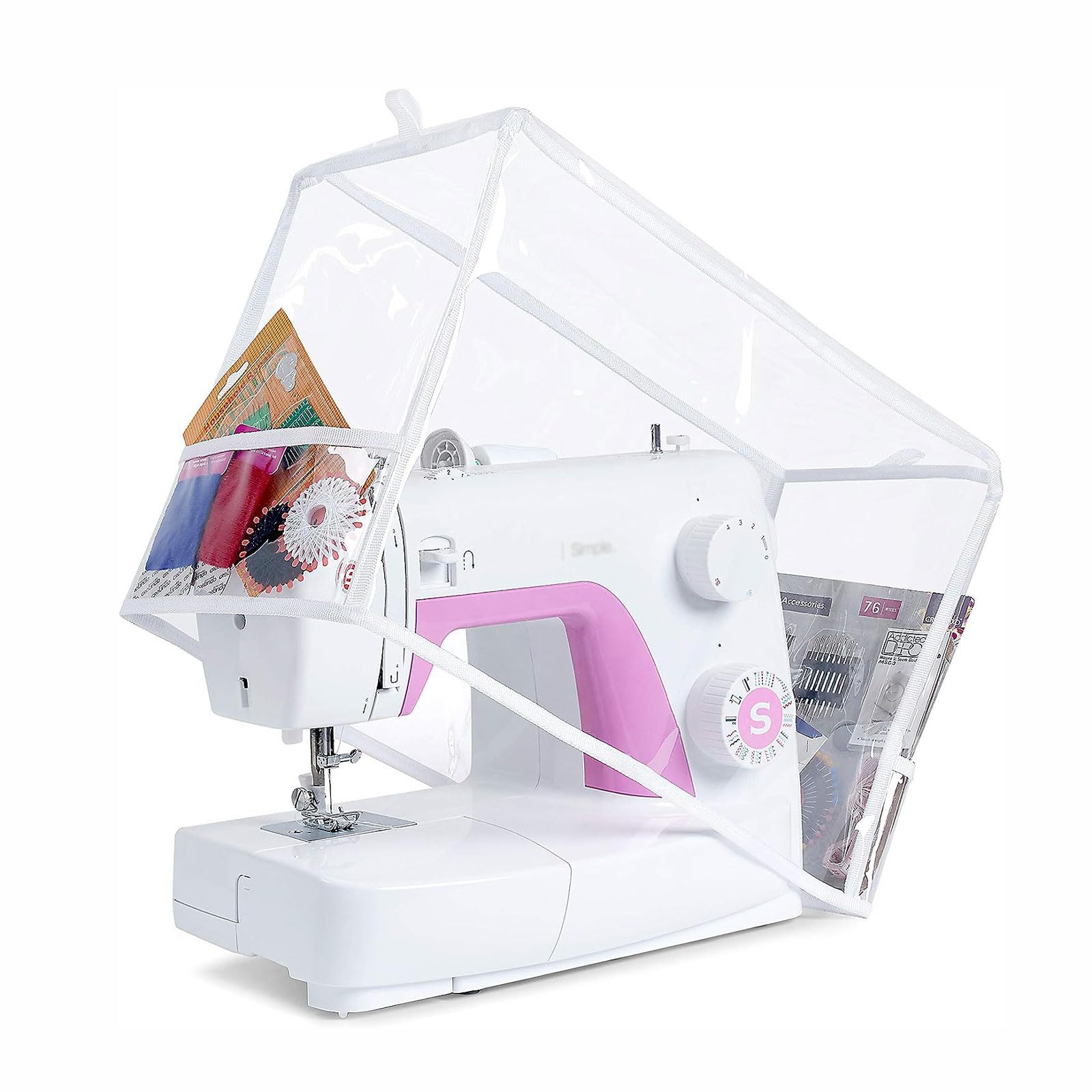 Funda Antipolvo portátil para máquina de Coser, PVC Impermeable y Resistente a los arañazos con 2 Bolsillos, Funda para máquina de Coser, Bolsa de Almacenamiento de Herramientas