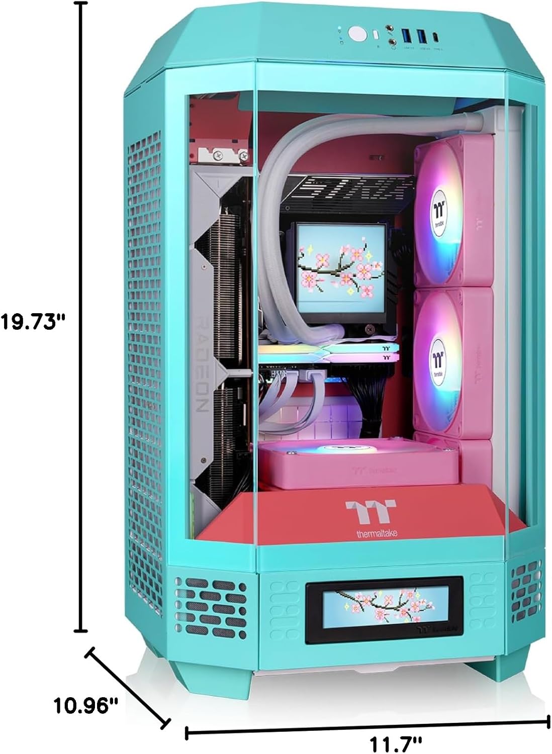 Thermaltake Tower 250 mITX Mini Tower; 2x120mm CT Fans Included; 360mm Radiator Support; 360mm GPU Clearance; Dual Chamber; Mint Strawberry; CA-1Z9-00SLWN-00