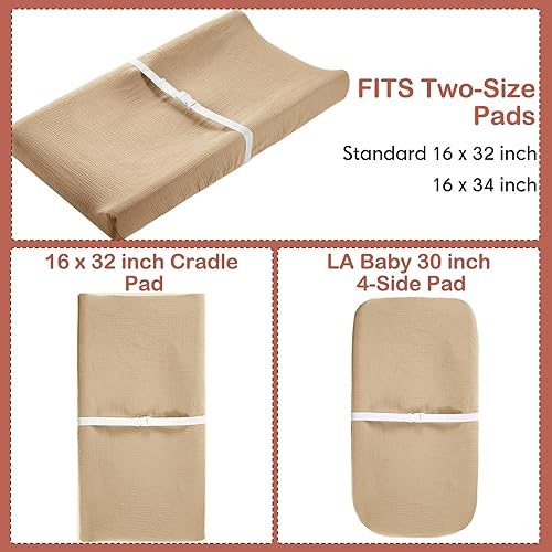 Miniatura 2 de Mixweer Juego de 4 fundas de muselina de algodón para cambiador, suave y transpirable, para cambiador de pañales, para cambiador de pañales para